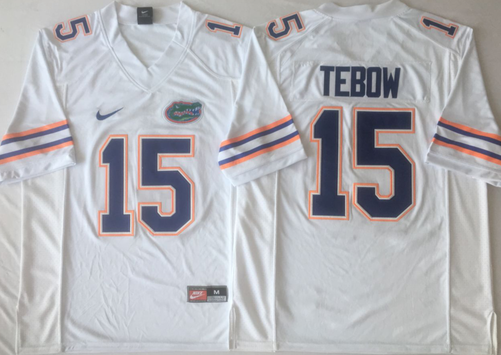 NCAA Men Florida Gators White 15 TEBOW